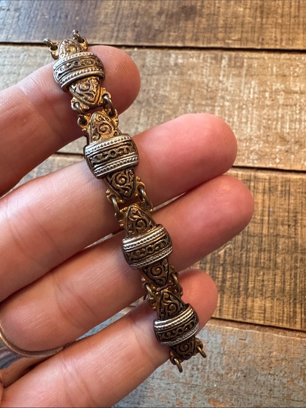 Vintage Damascene Link Bracelet from Spain Women Jewelry